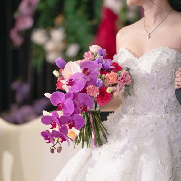 Cascade Phalaenopsis In Fuschia Purple Wedding Bouquet